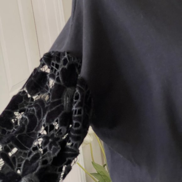 Zara Black Long Loose Crochet Sleeve Crop Top - Picture 6 of 9